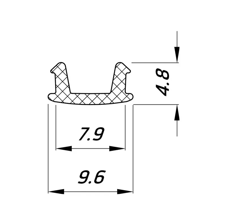 Вставка гарпунная Flexy для гардин 8мм черная 2м Pvc-8Ч