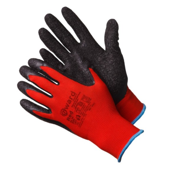 Перчатки нейлоновые с текстурированным латексным покрытием 9LGward Red PU1008 