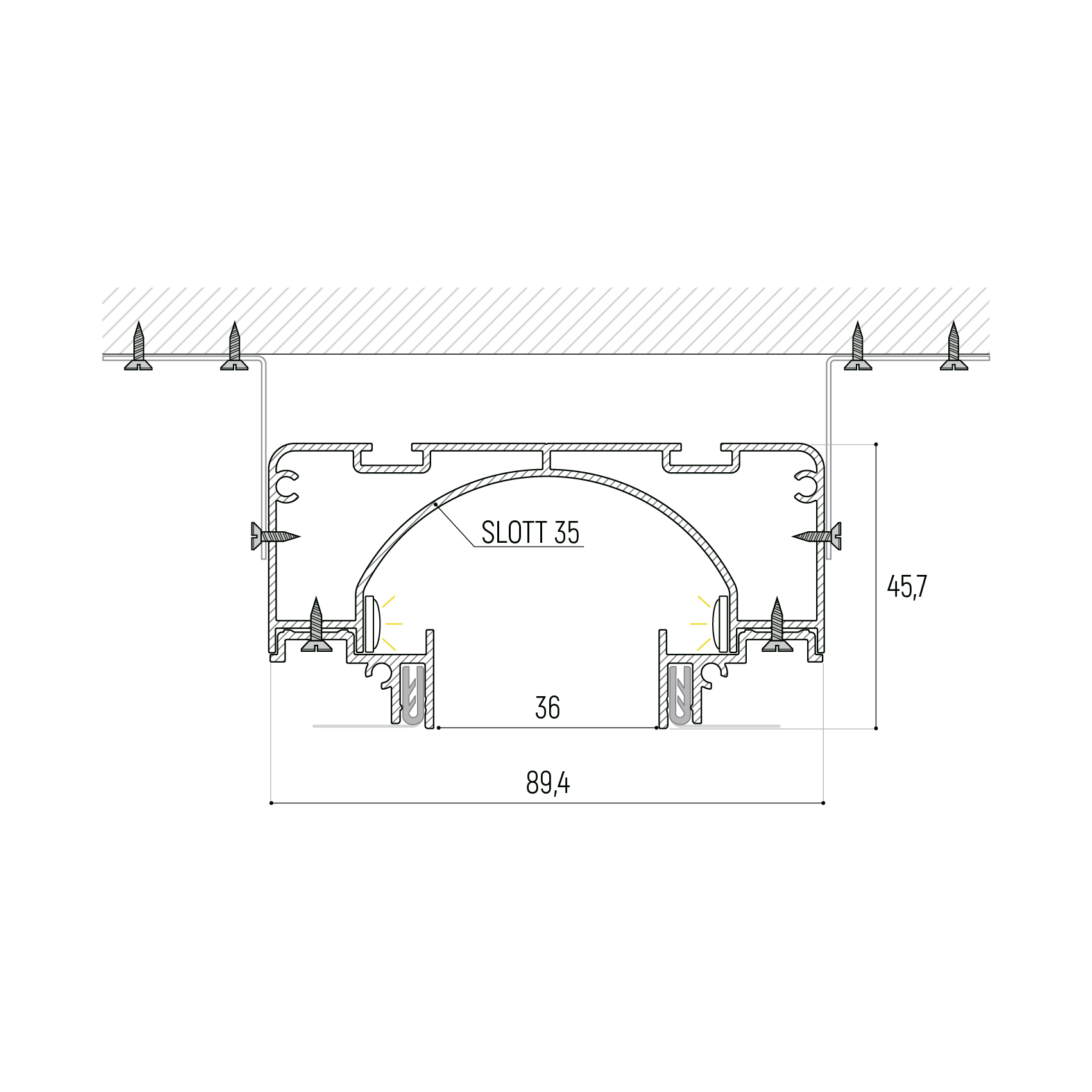 Нишевая световая линия SLOTT 35, черная
