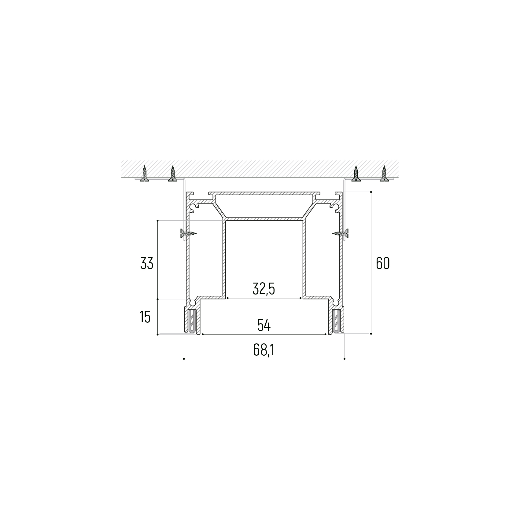 Система для встраивания трехфазного трека SLOTT Intruder, скрытый фиксатор светильника, черный