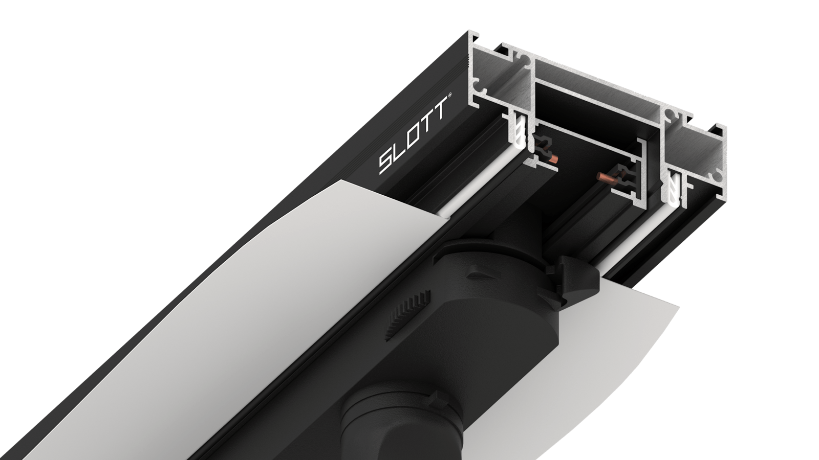Система для встраивания Однофазного трека SLOTT Intruder, видимый фиксатор светильника, черный