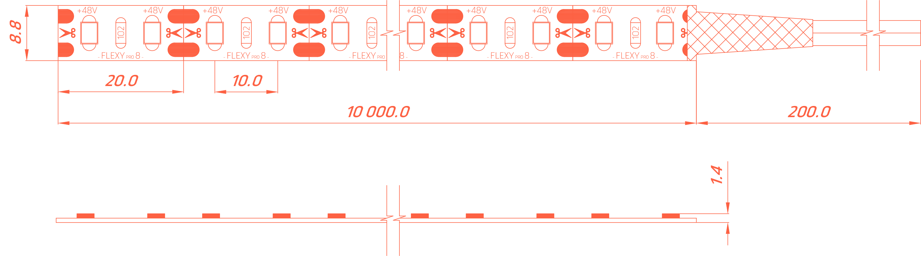 Лента светодиодная Flexy PRO LINE 8 4500K