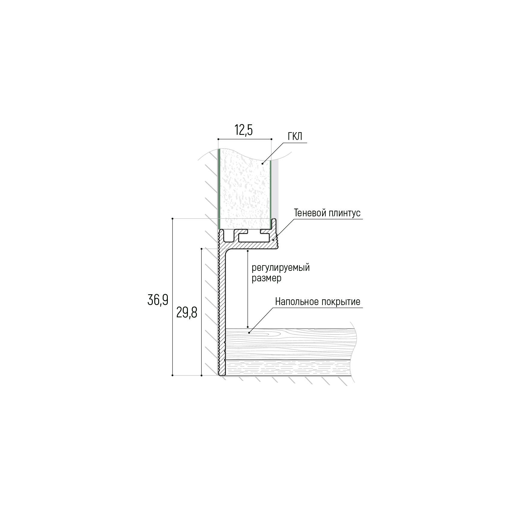 Теневой плинтус KRAAB Gipps с уголком 11,3*7мм 2м 72.2.2