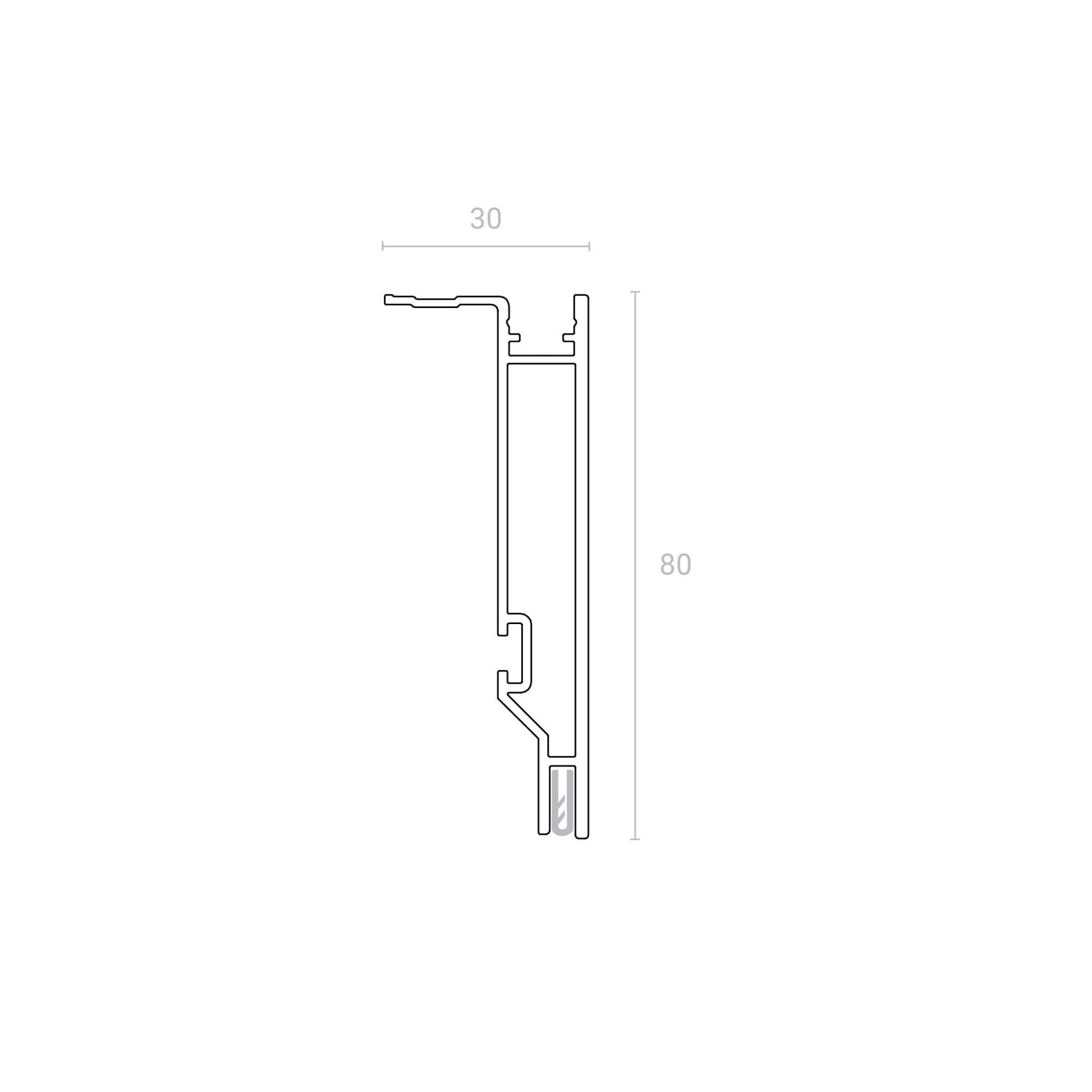 Конструкционный профиль MADERNO 80мм белый 2м 66.7.3