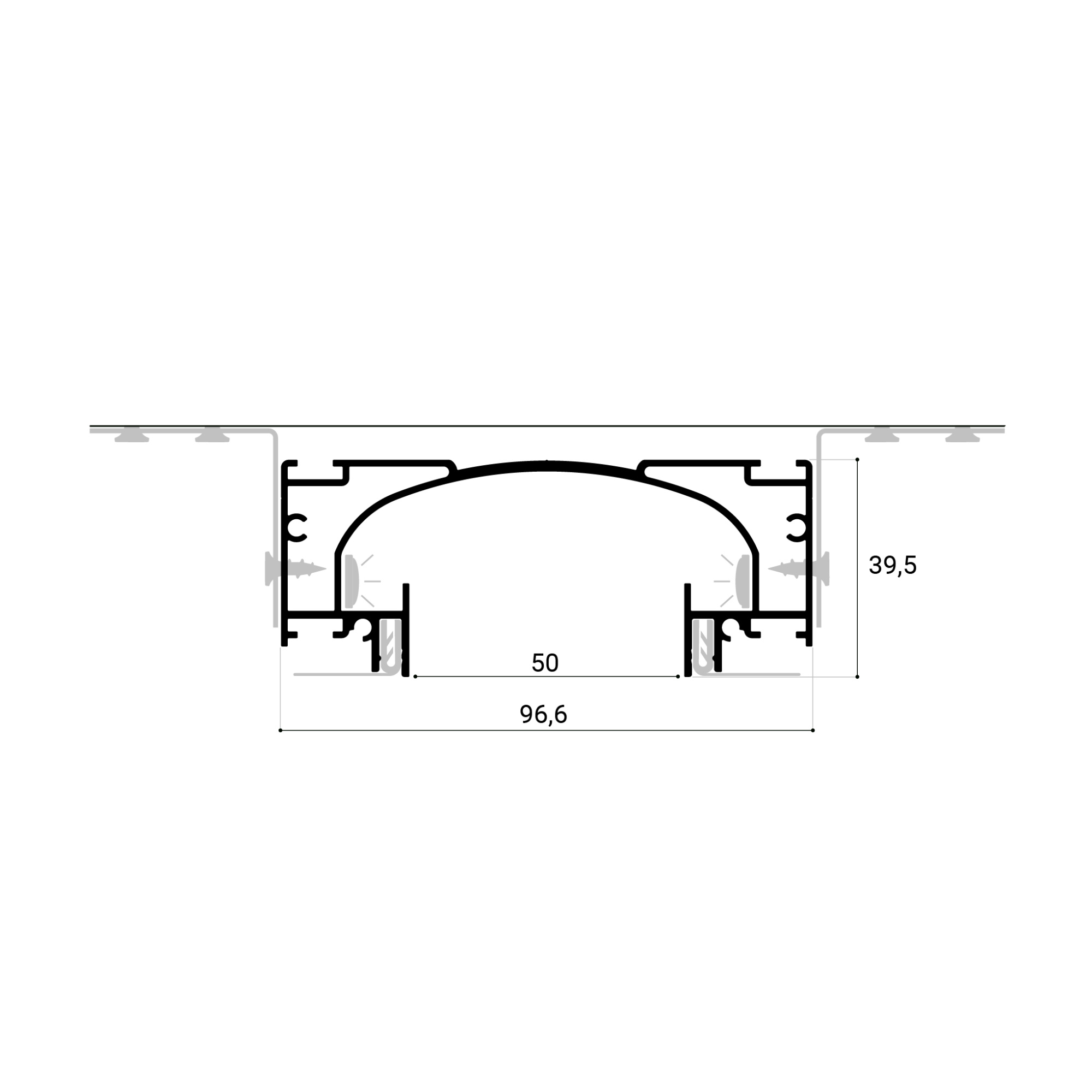 Нишевая световая линия SLOTT 50, черная
