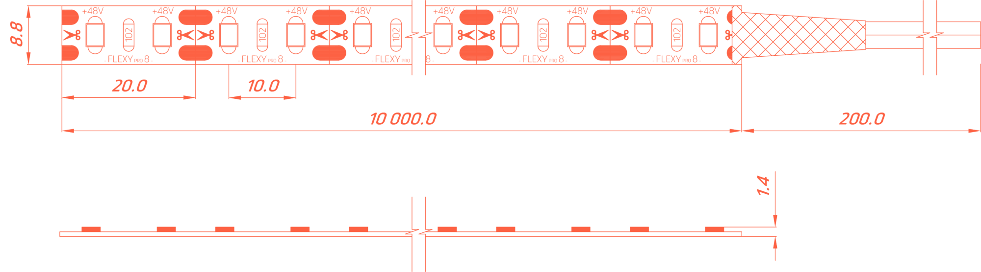 Лента светодиодная Flexy PRO LINE 8 4500K