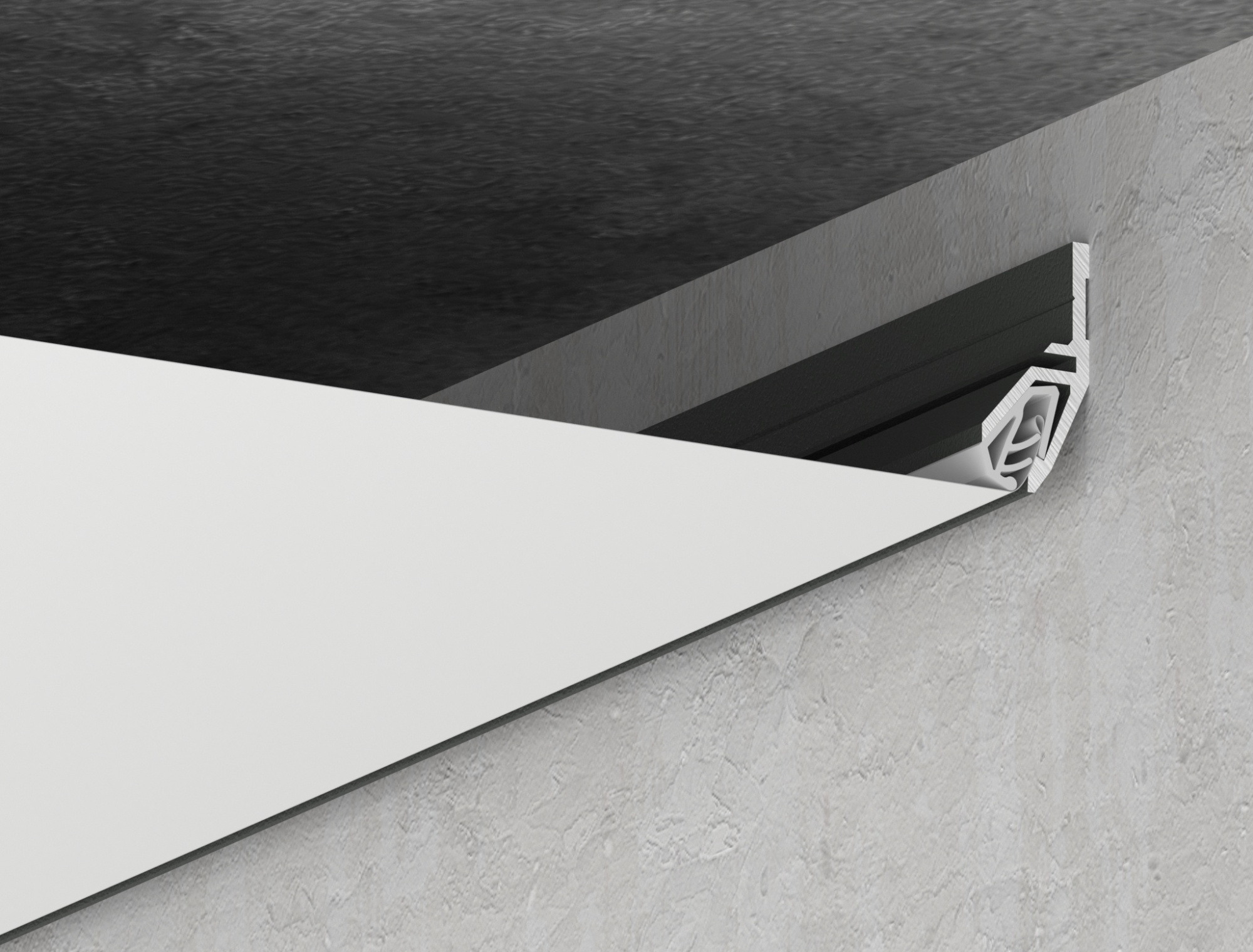 Теневой стеновой профиль для тканевых потолков и текстильных стен LAMBO - черный